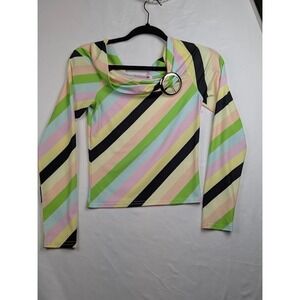 O'Dolly Dearest Top Women S Multicolor Striped Cowl Neck Ring Detail Long Sleeve